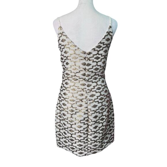 Dress The Population Womens Sz S Sequin Slip Dress Gold Sequin Mini Holiday Glam - Picture 6 of 12